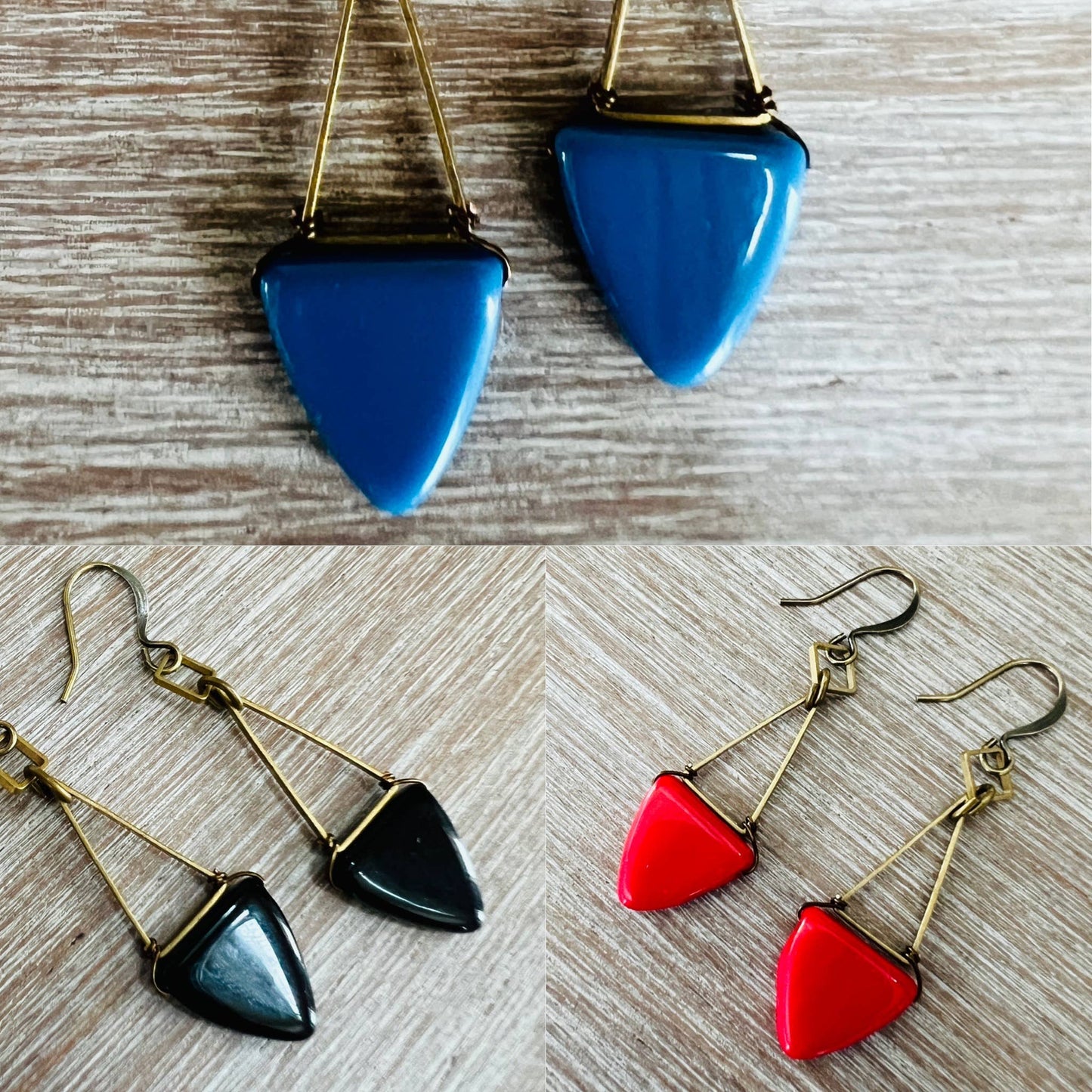 Signal Flag Glass Earrings, Black Flag