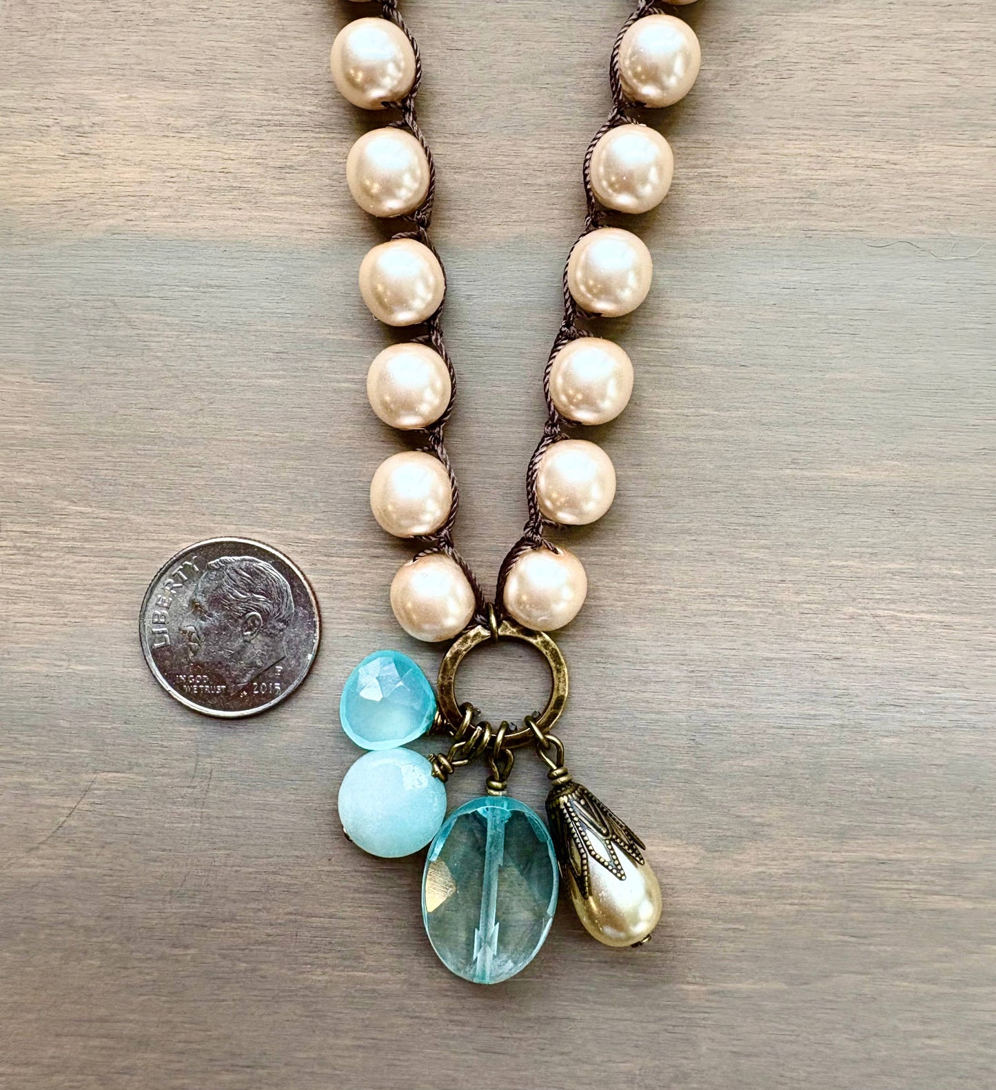 Champagne Bauble Necklace with Faceted Quartz & Chalcedony