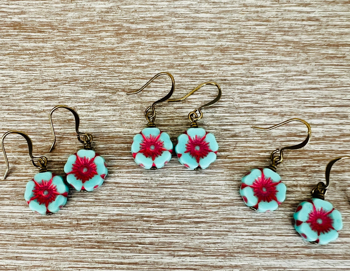 Cotton Candy Pressed Glass Flower Earrings