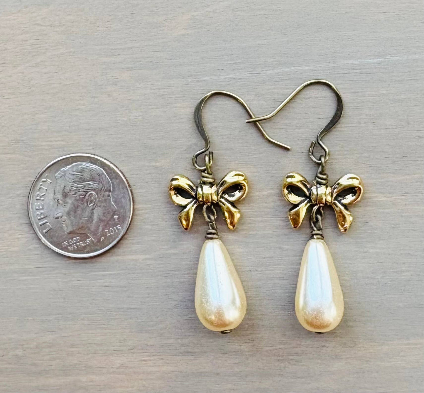 French Bow Classic Pearl Drop Earrings, Lovely For Brides