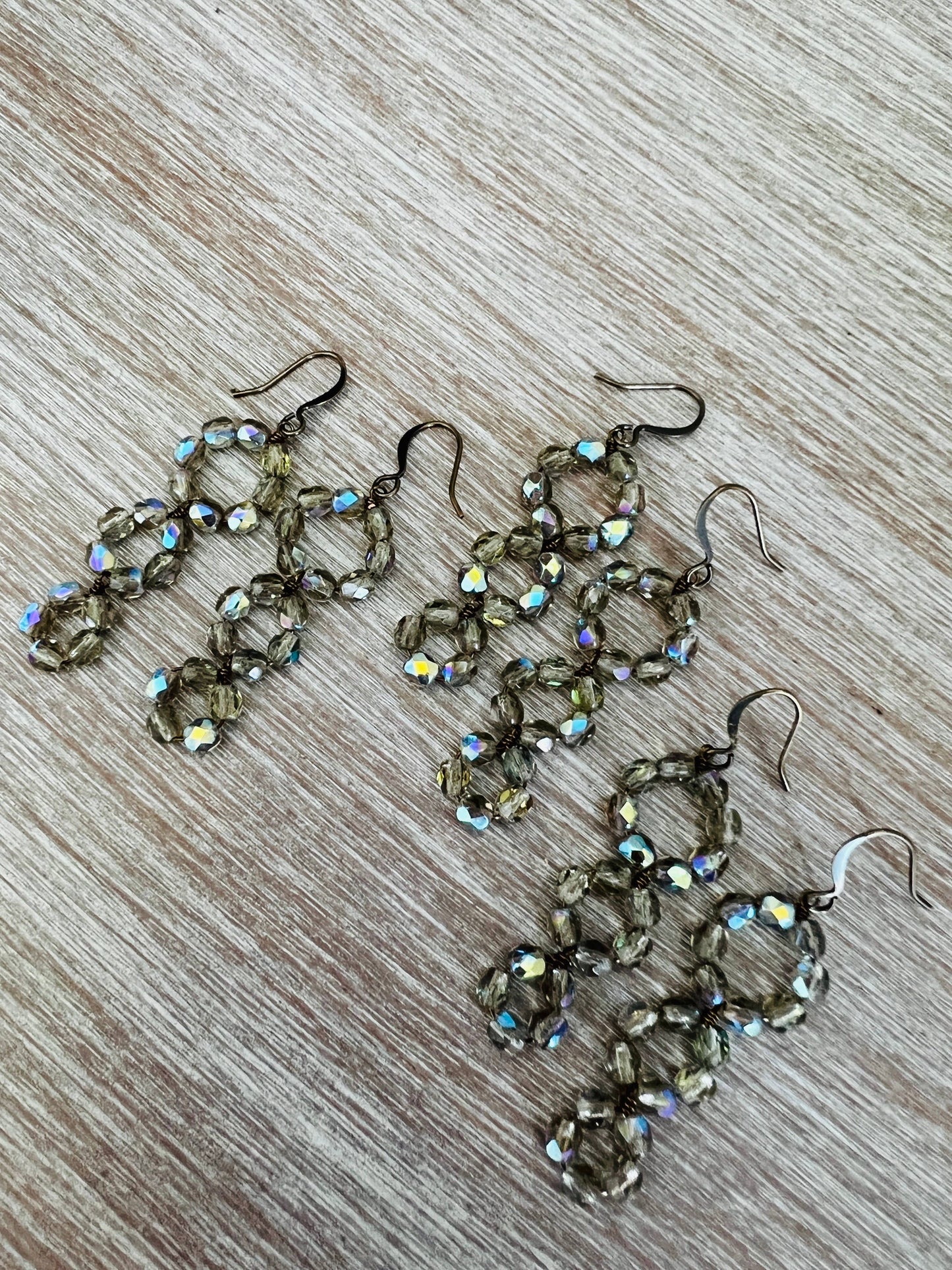 Smoky Triple Loop Crystal Earrings