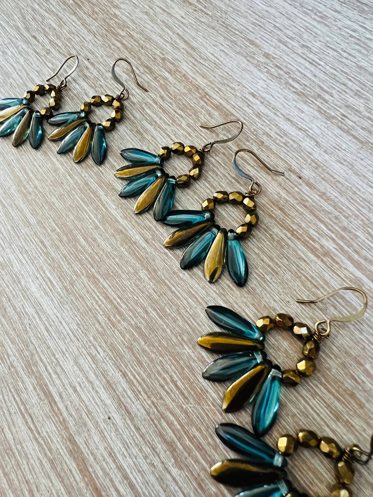 Midnight Blue and Gold Dagger Crystal Earrings