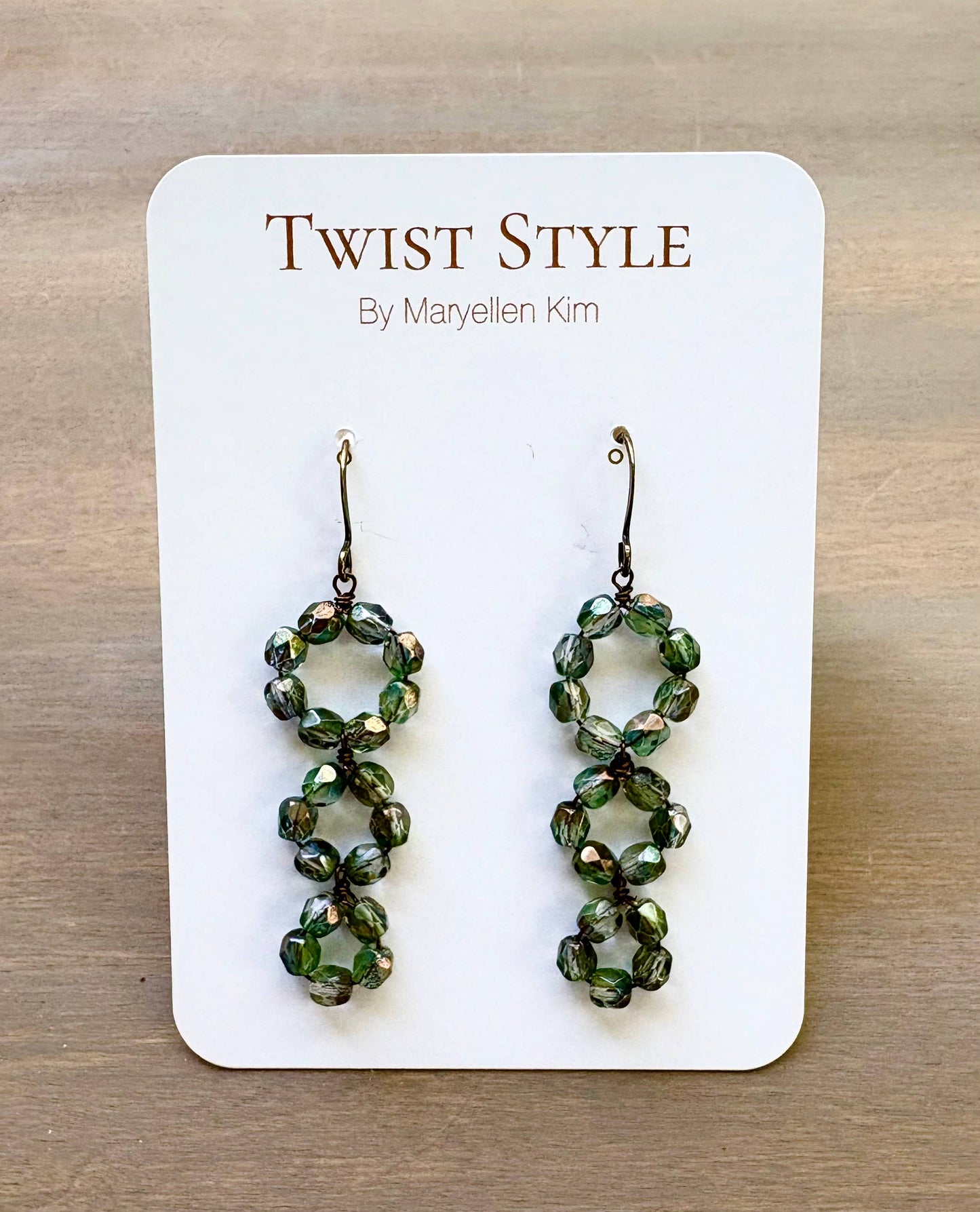 Sea Green And Grey Triple Loop Crystal Beach Earrings