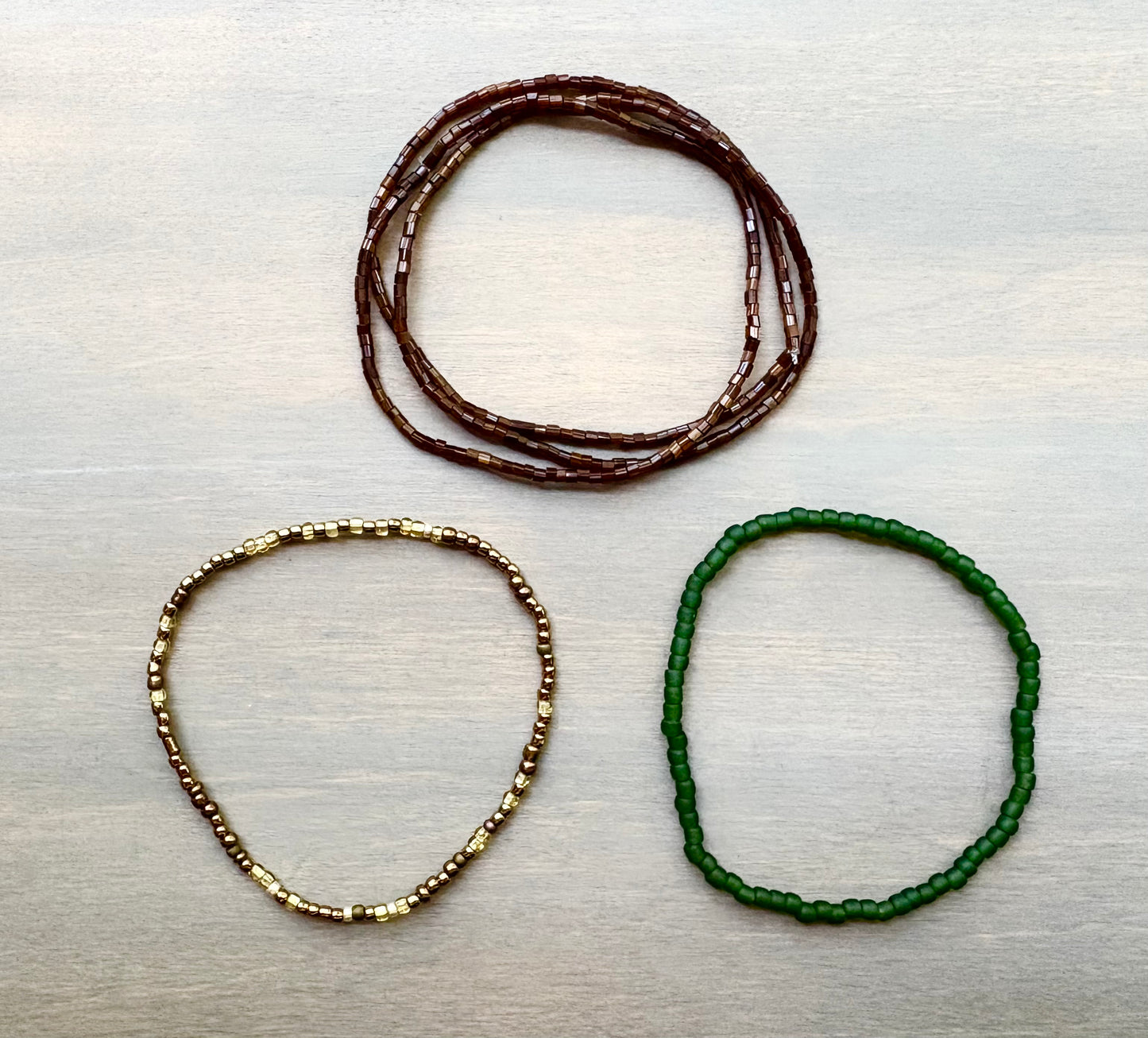 Stretchy Bracelet Set in Dark Pines