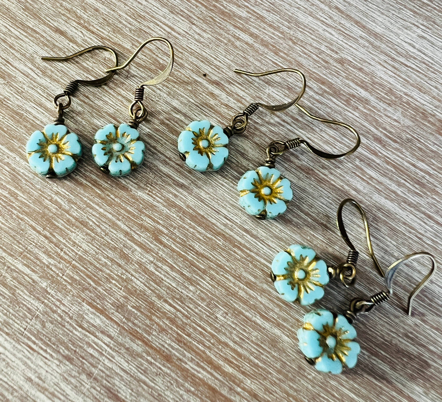 Dainty Flower Earrings In Aqua