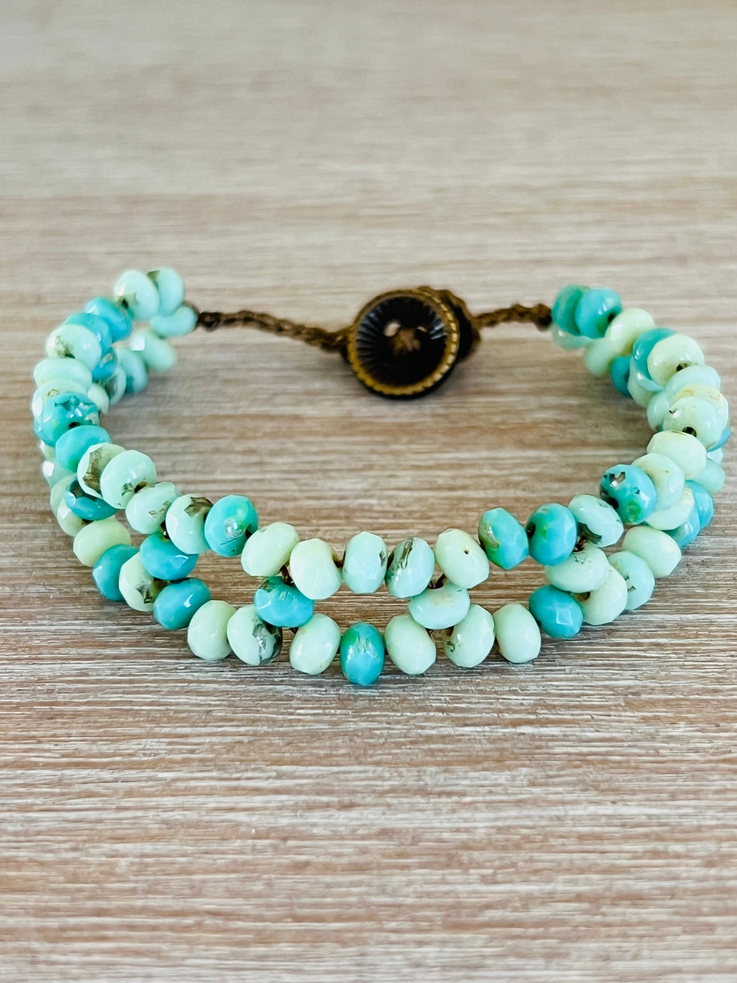 Woven Friendship Link Crystal Bracelet In Aqua