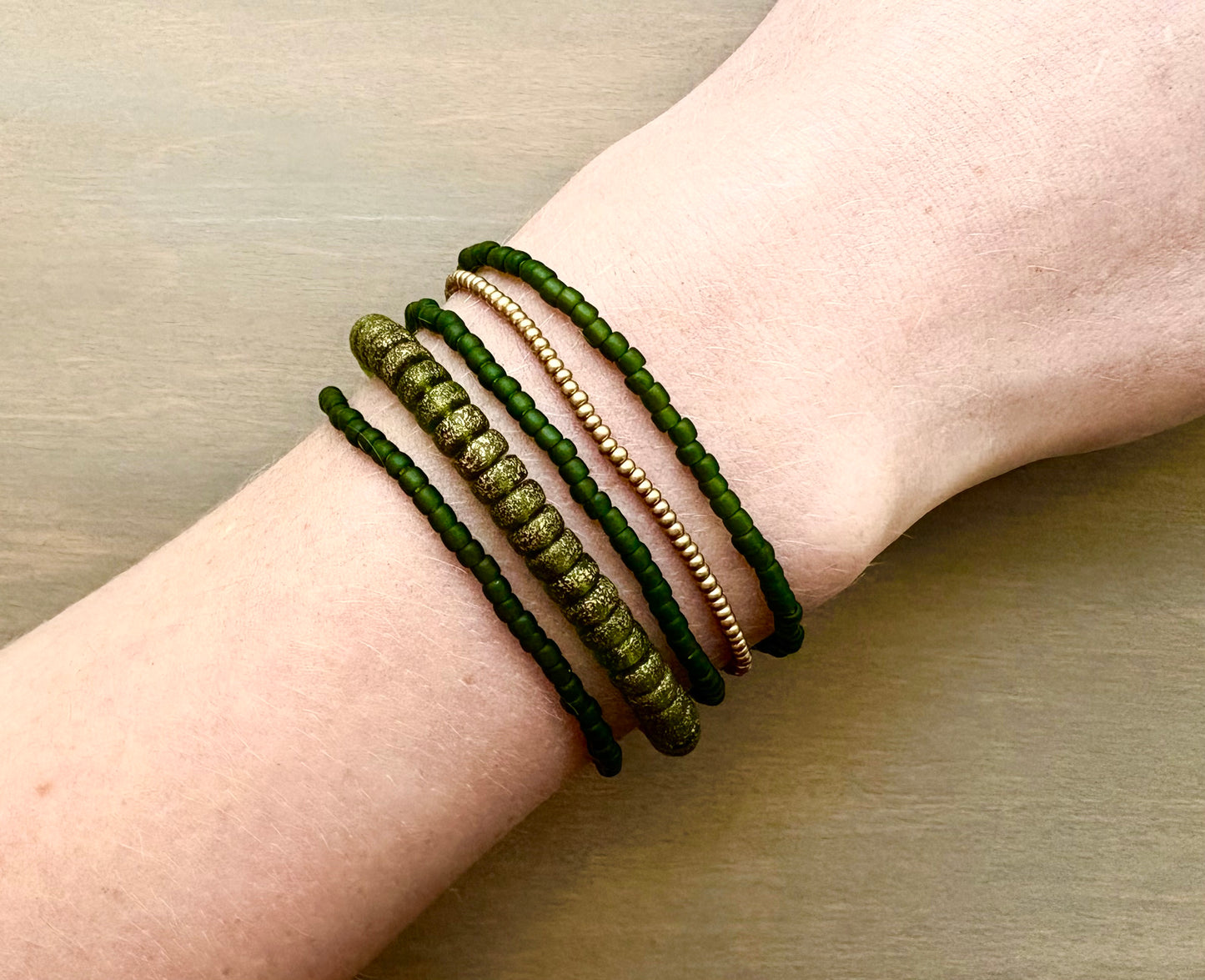 Stretchy Bracelet Set in Mossy Ruins