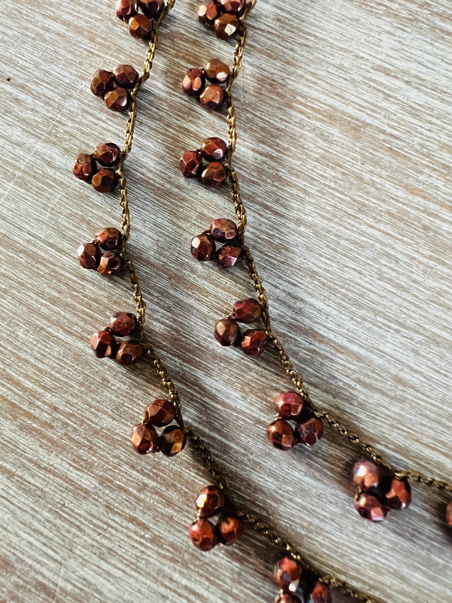 Crystal Droplet Necklace In Golden Cranberry Shimmer