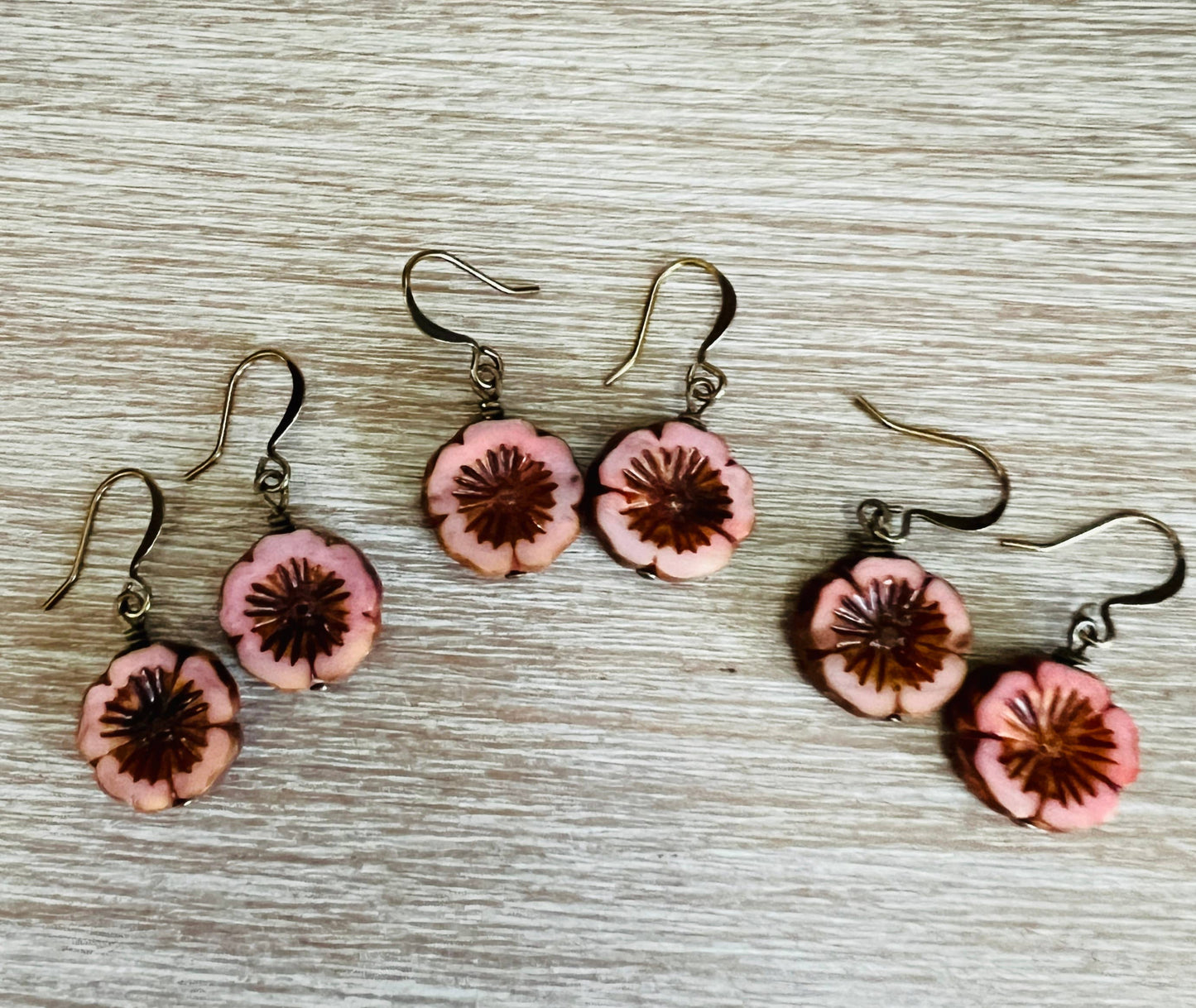 Sunset Pink Crystal Flower Vintage Flora Earrings