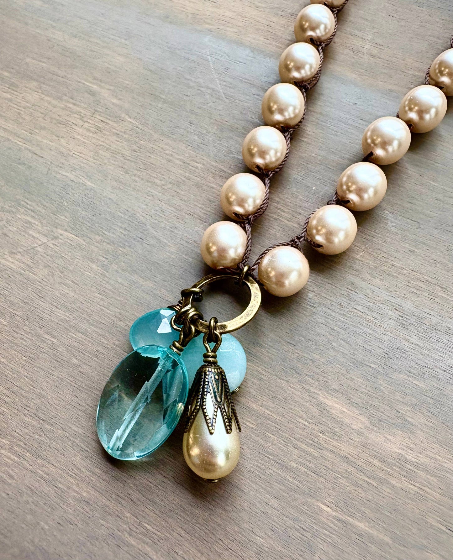 Champagne Bauble Necklace with Faceted Quartz & Chalcedony