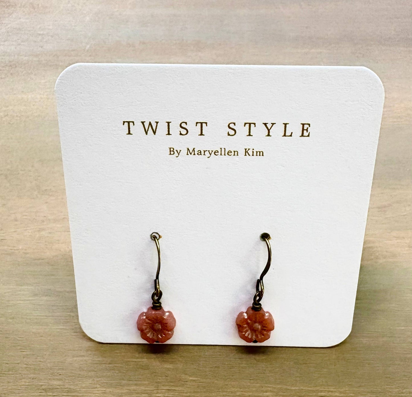 Antique Apricot Crystal Flower Earrings