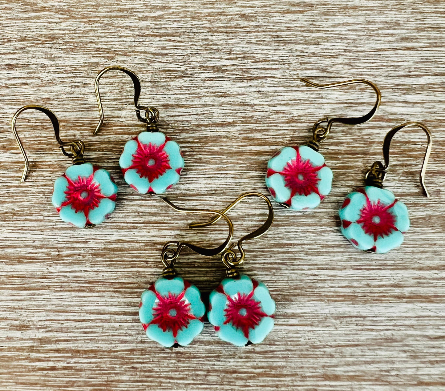Cotton Candy Pressed Glass Flower Earrings