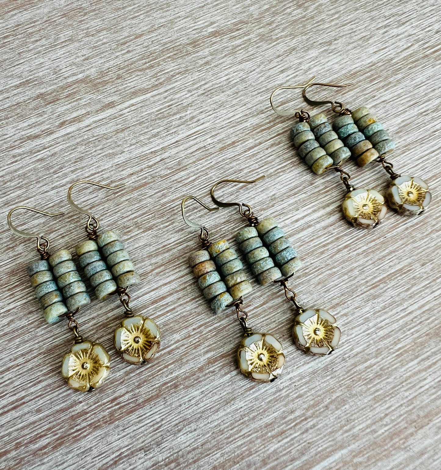 Rustic Ivory Ladder Drop Earrings