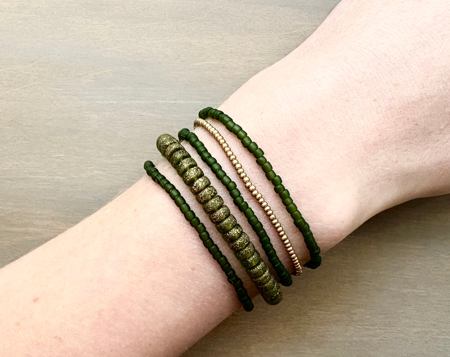 Stretchy Bracelet Set in Mossy Ruins
