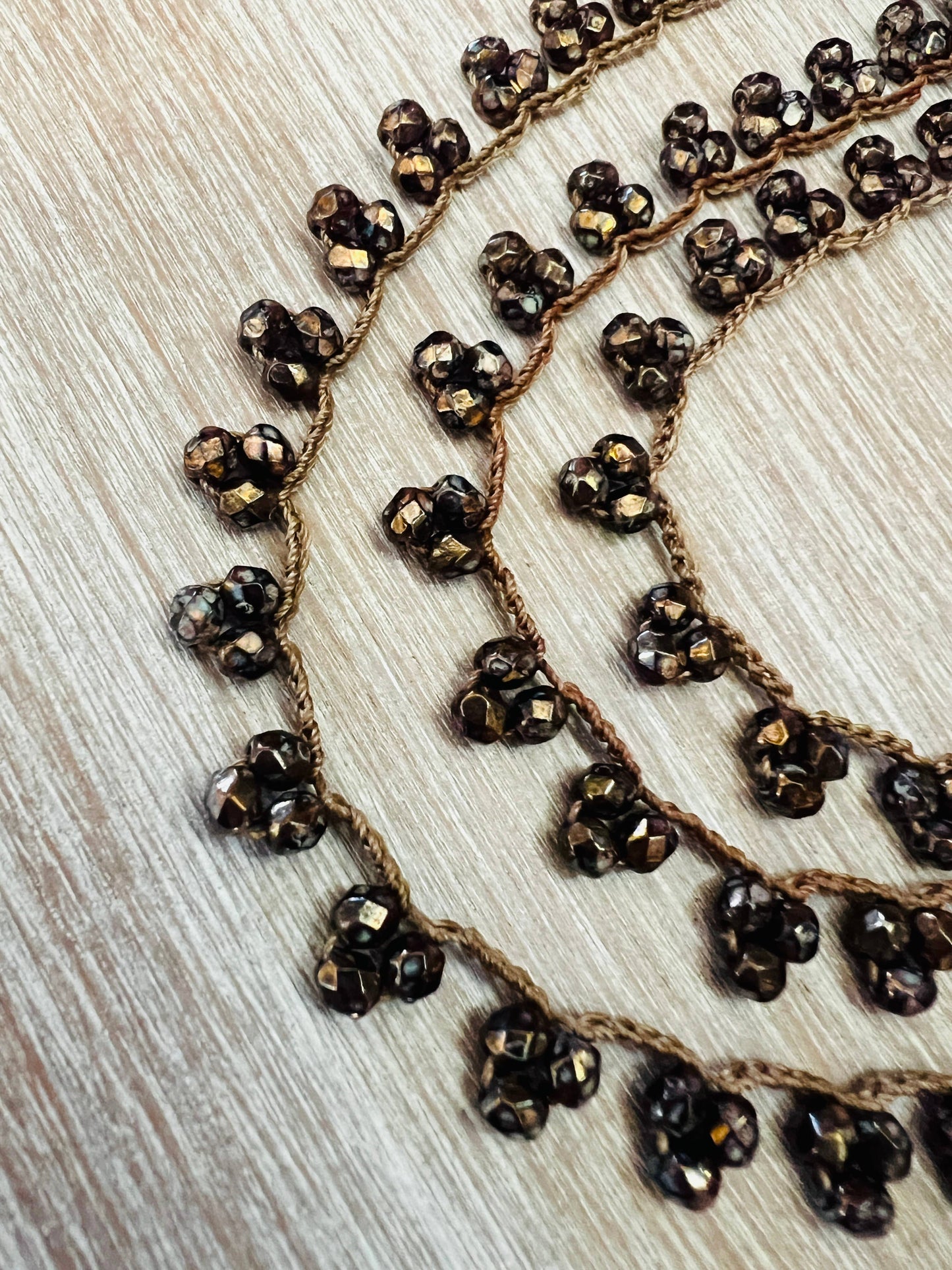 Crystal Droplet Necklace In Deep Chocolate Brown Shimmer