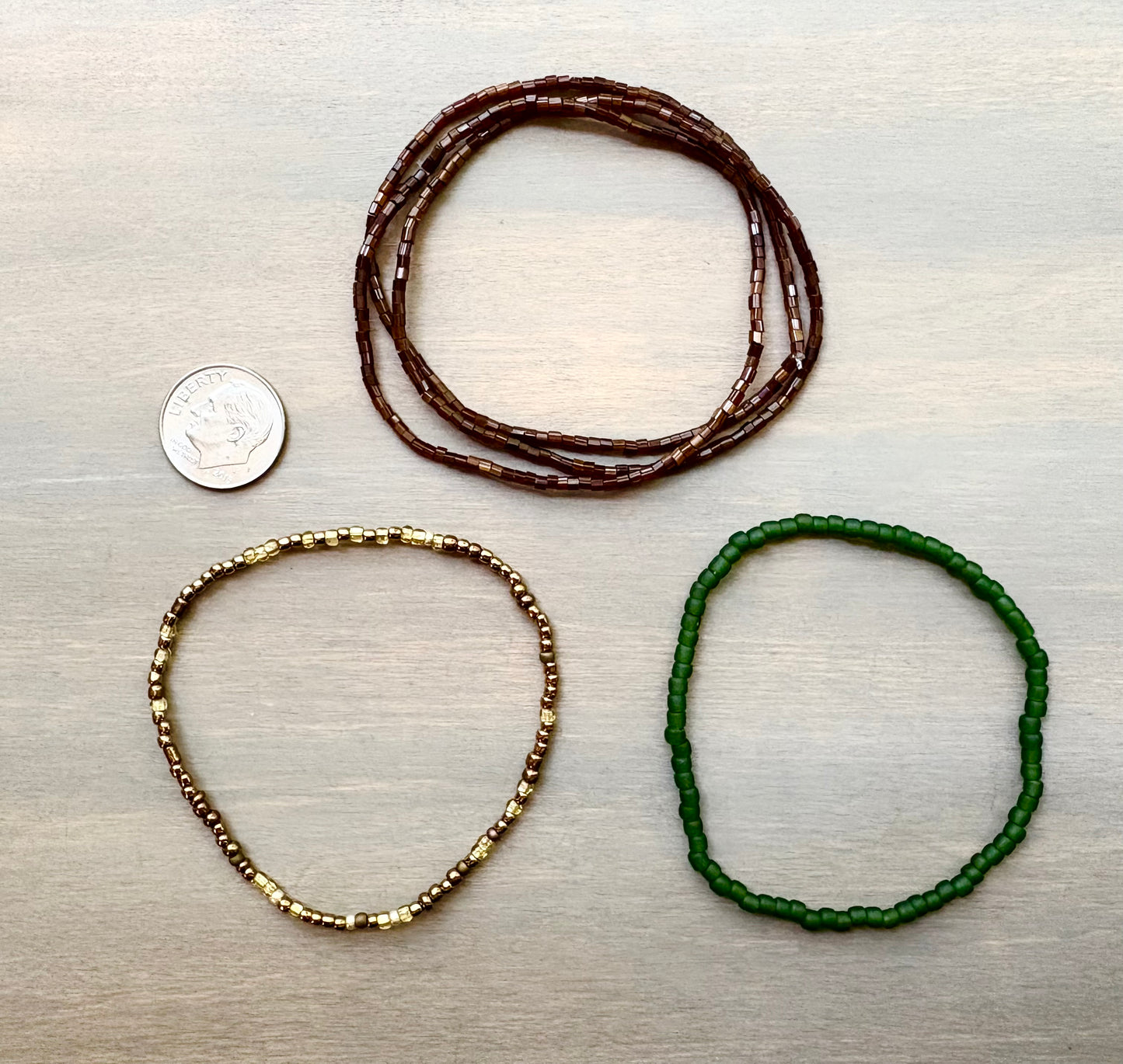 Stretchy Bracelet Set in Dark Pines