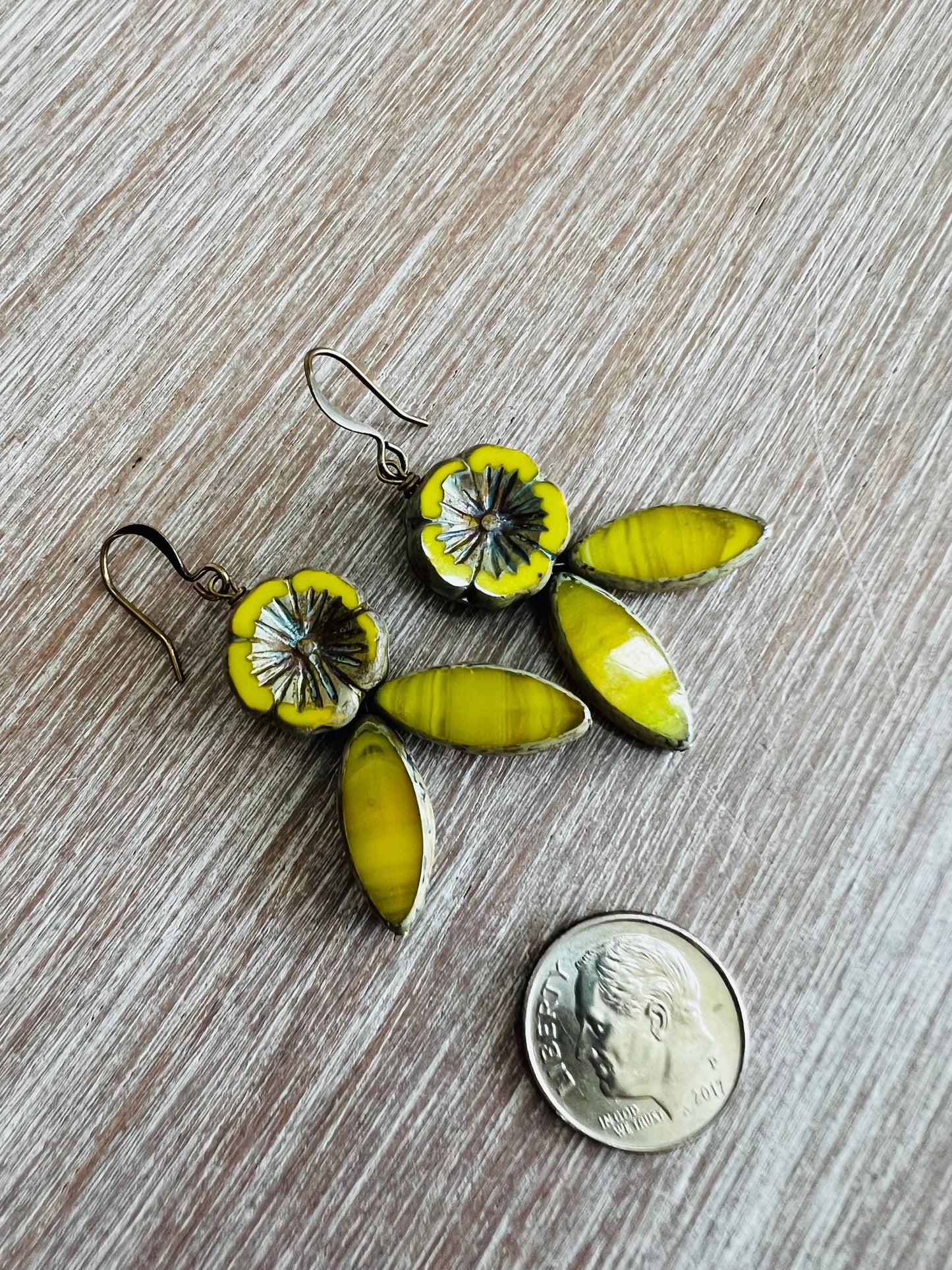 Vintage Flora Crystal Flower Earrings In Sunshine Yellow