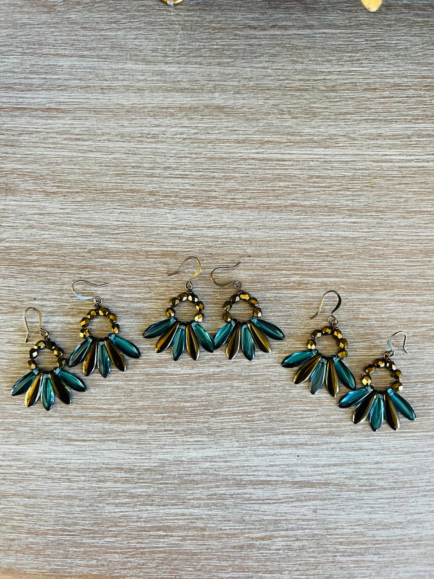 Midnight Blue and Gold Dagger Crystal Earrings