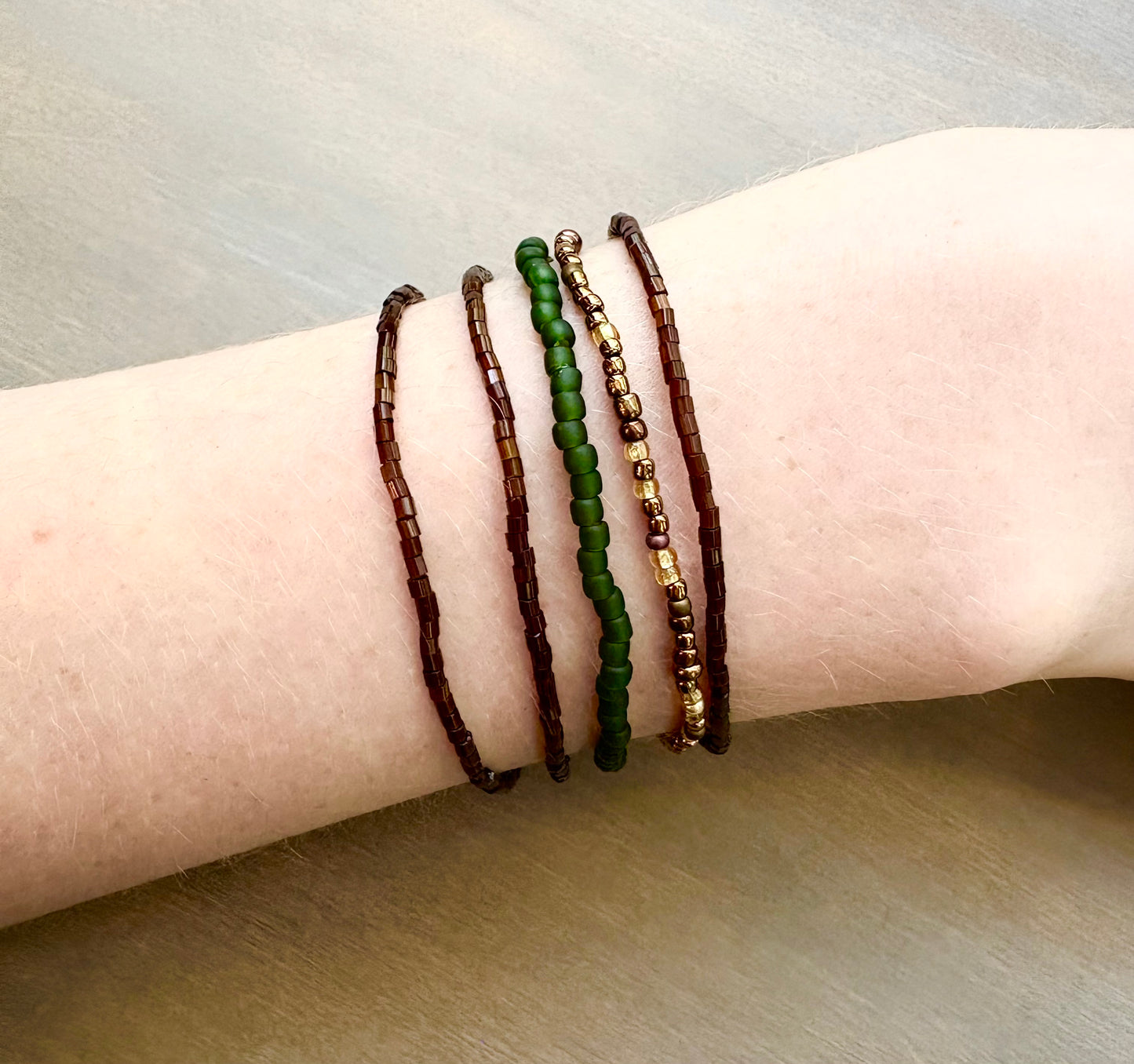 Stretchy Bracelet Set in Dark Pines