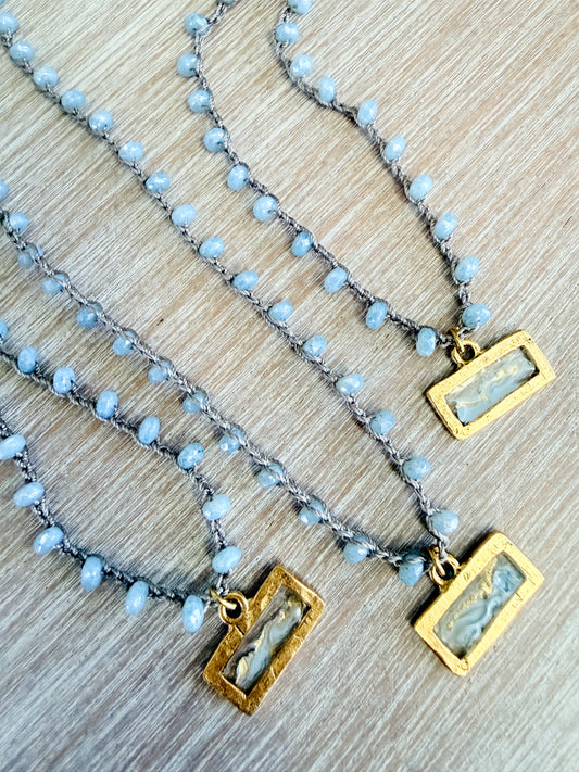 Frosty Seaside Landscape Charm Portal Necklace