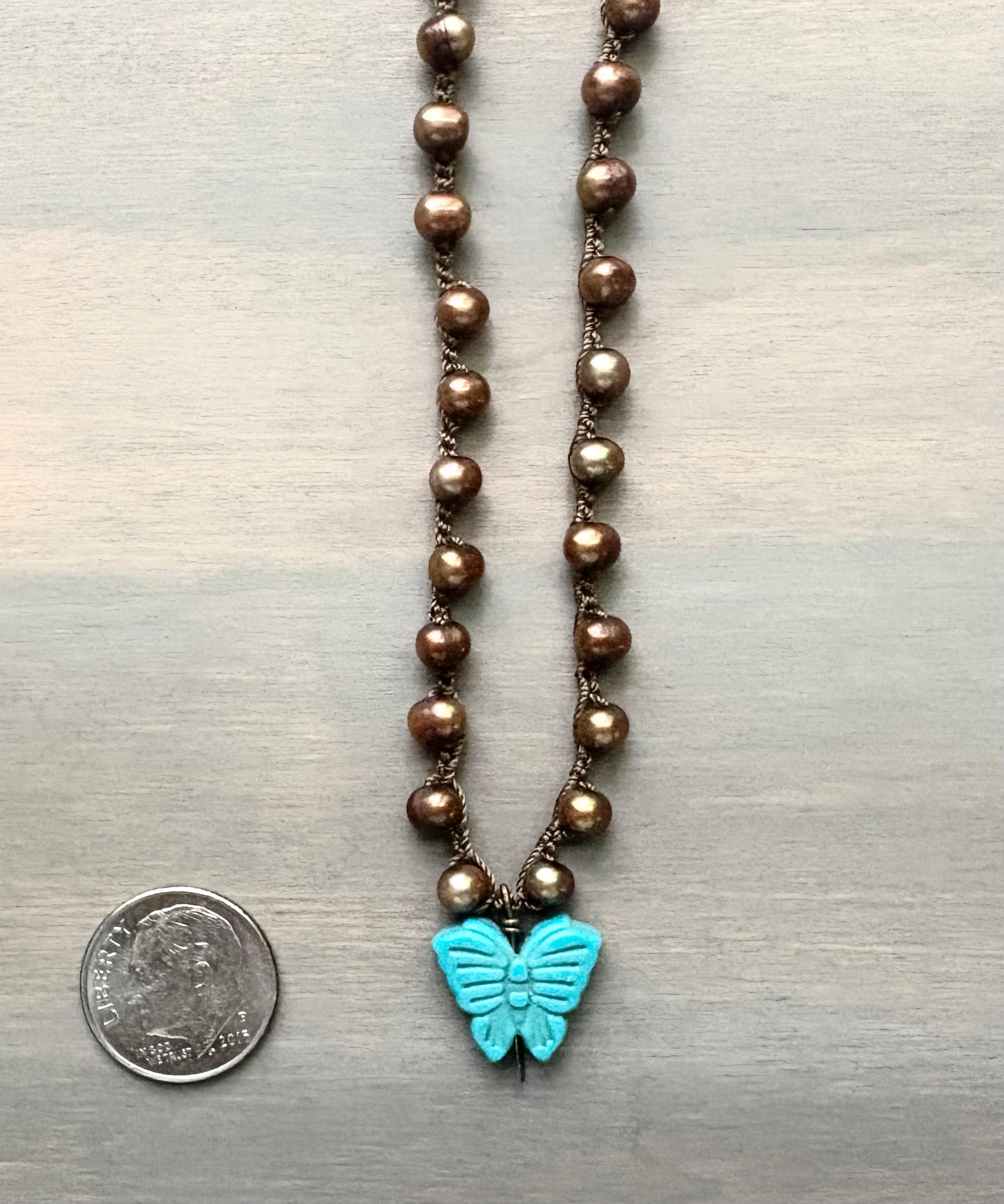Freshwater Pearls with Turquoise Butterfly
