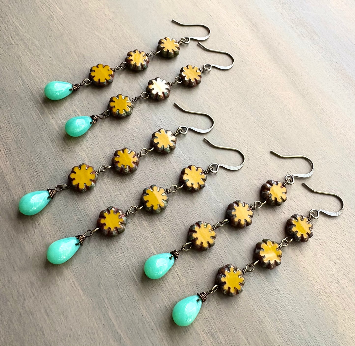 Marigold Triple Flower Drop Earrings