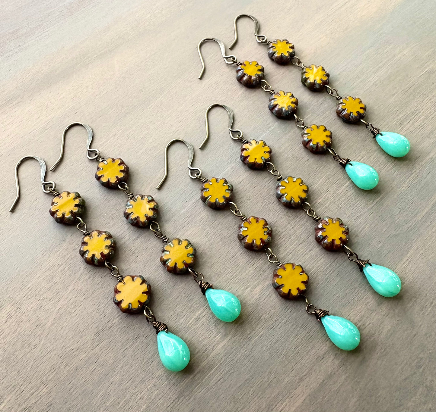 Marigold Triple Flower Drop Earrings