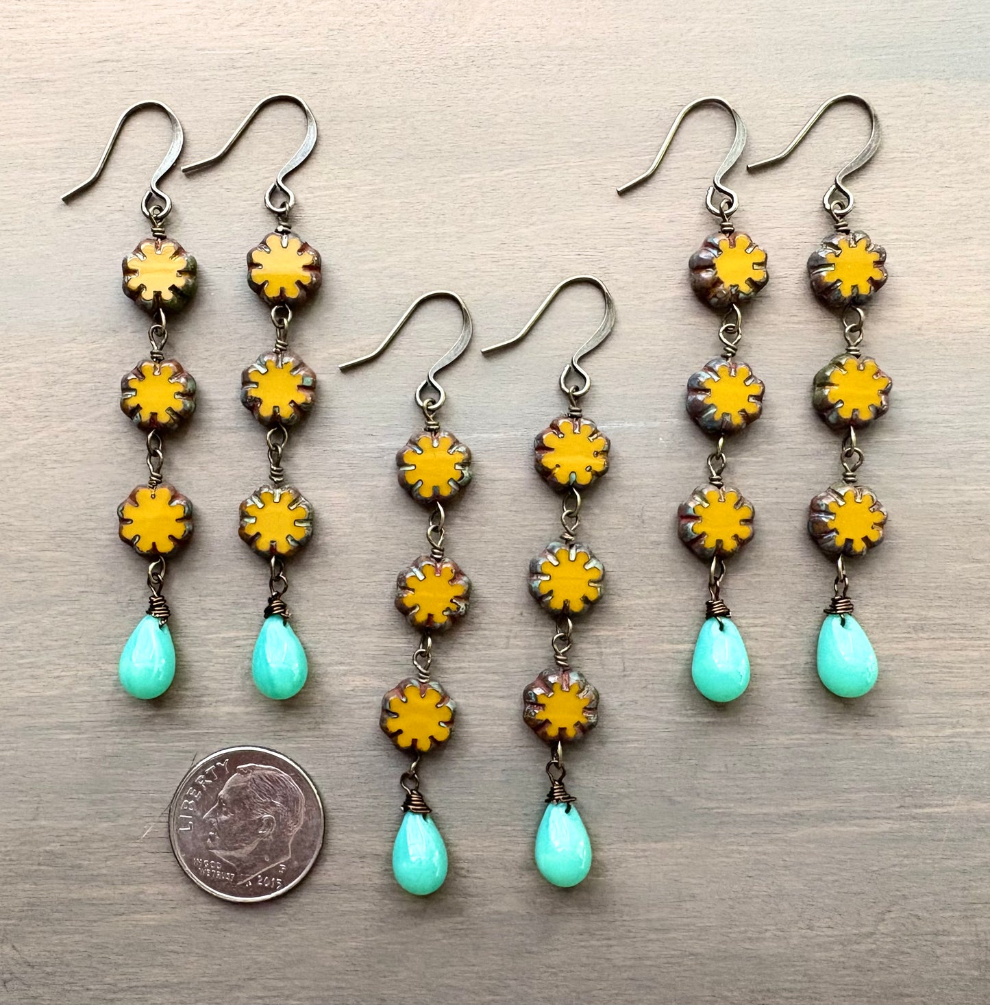 Marigold Triple Flower Drop Earrings