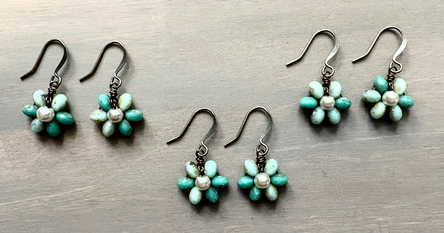 Beach Bloom Earrings In Aqua