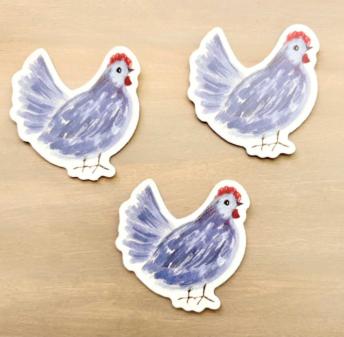 Blue French Hen Waterproof Sticker