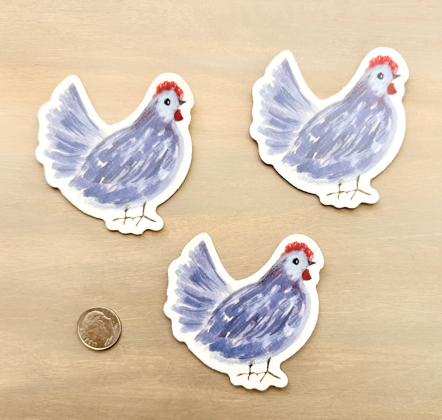 Blue French Hen Waterproof Sticker