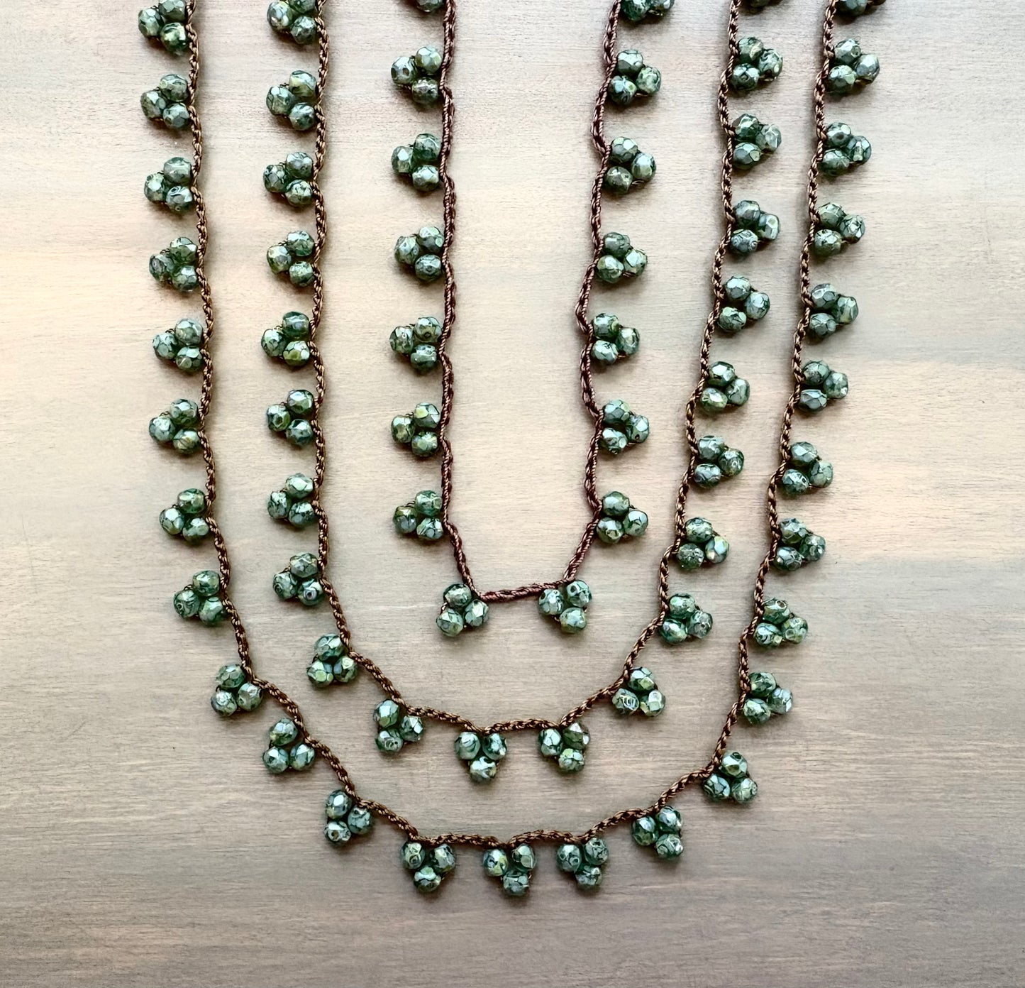 Crystal Droplet Necklace In Forest Green