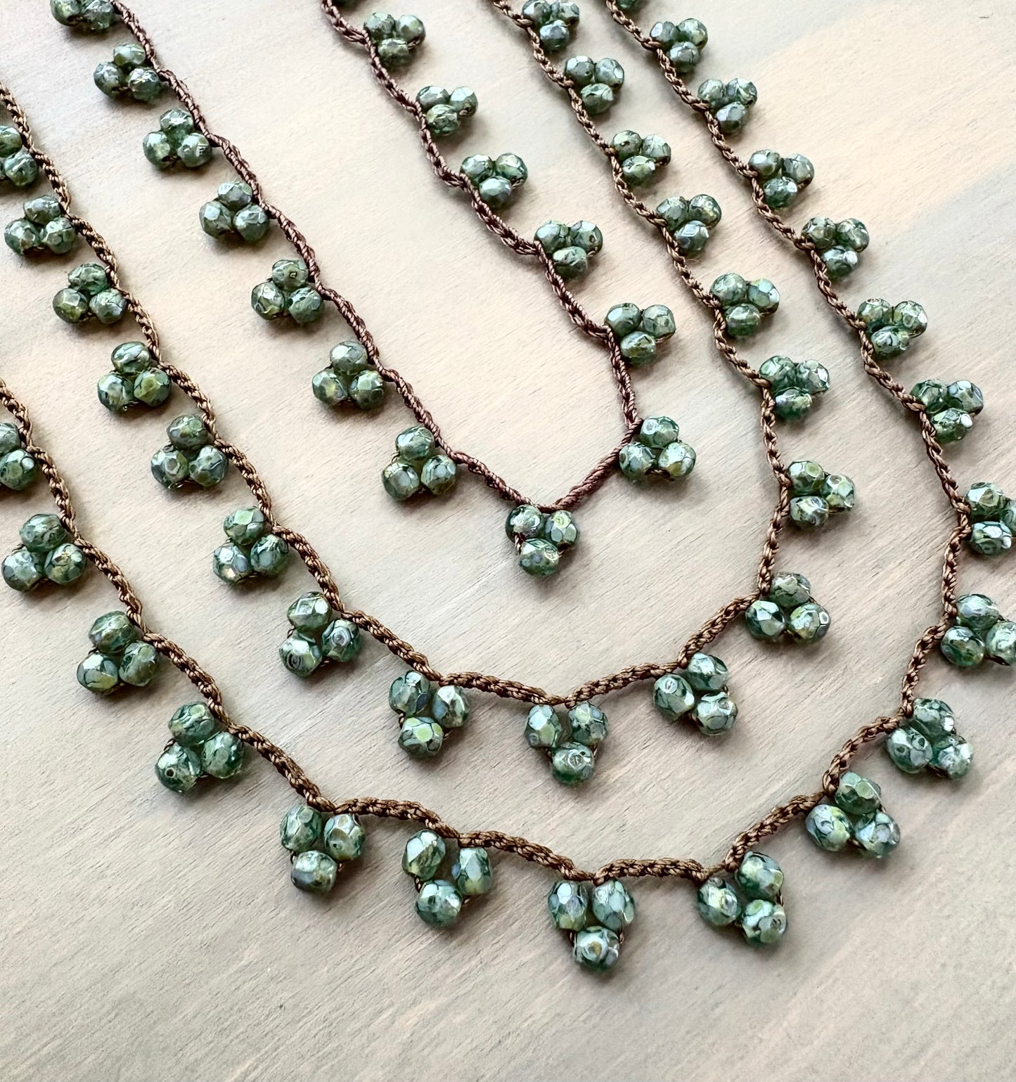 Crystal Droplet Necklace In Forest Green