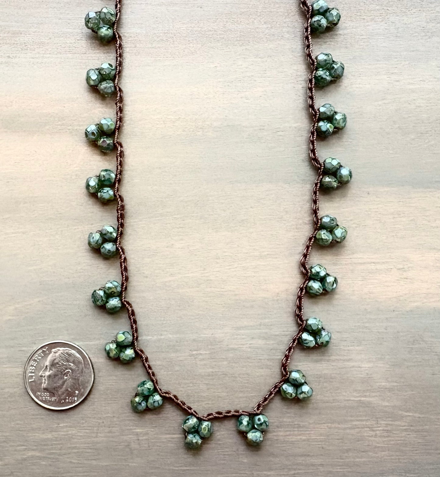Crystal Droplet Necklace In Forest Green