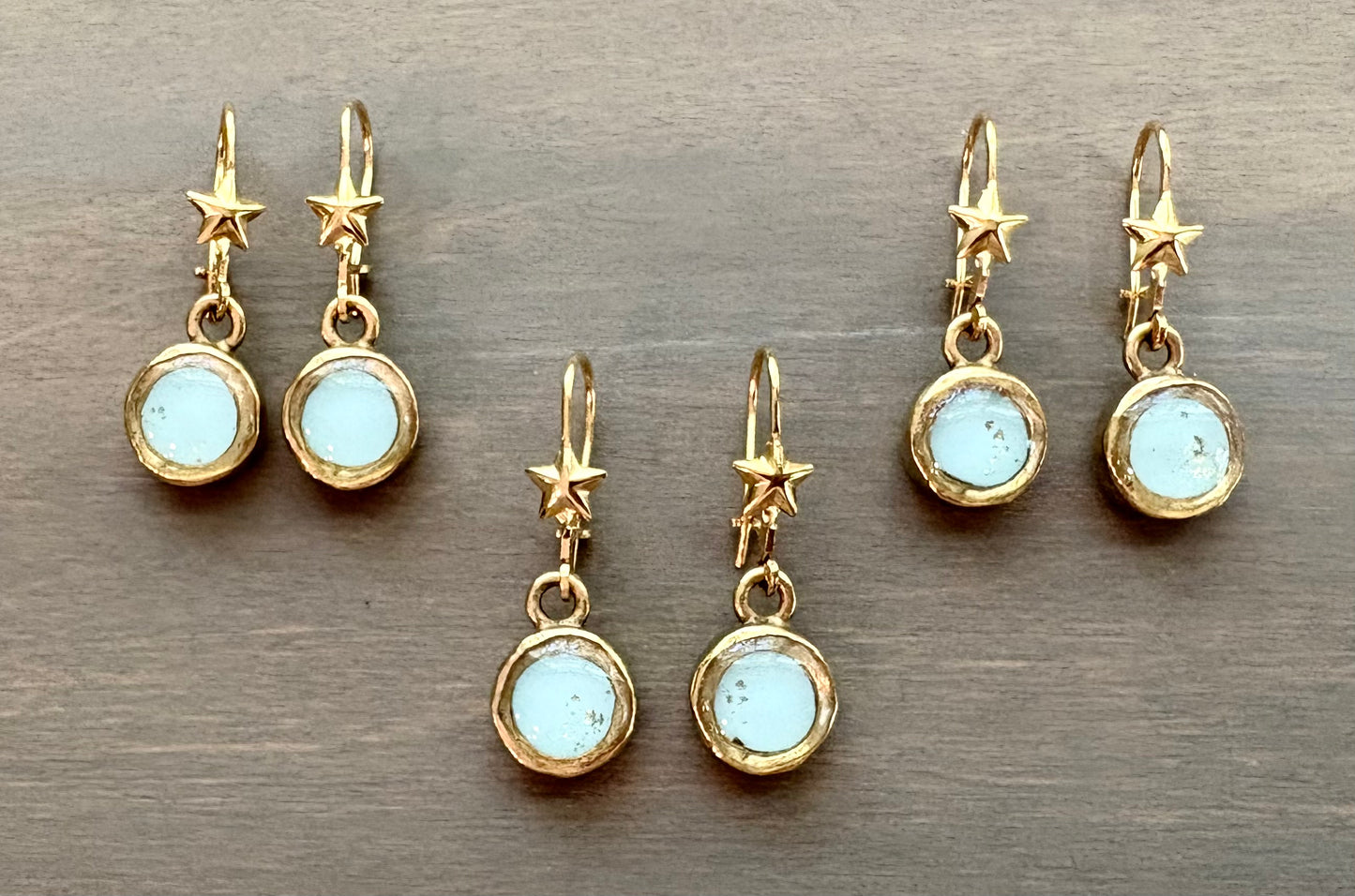 Speckled Blue Sky Portal Star Earrings