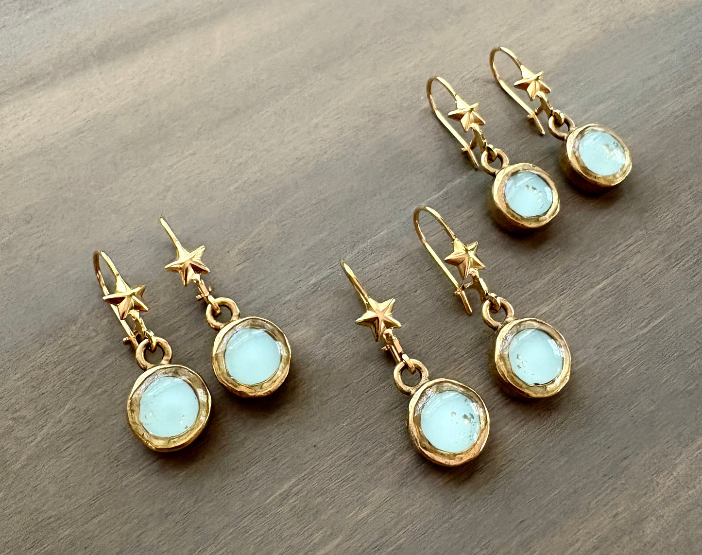 Speckled Blue Sky Portal Star Earrings