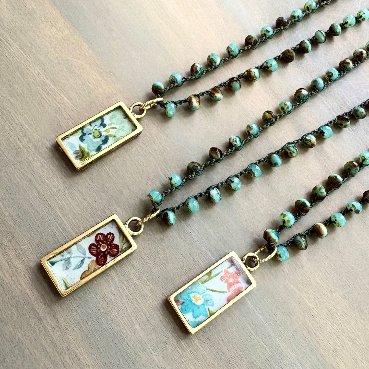 Liberty of London Fabric Pendant on Czech Crystal