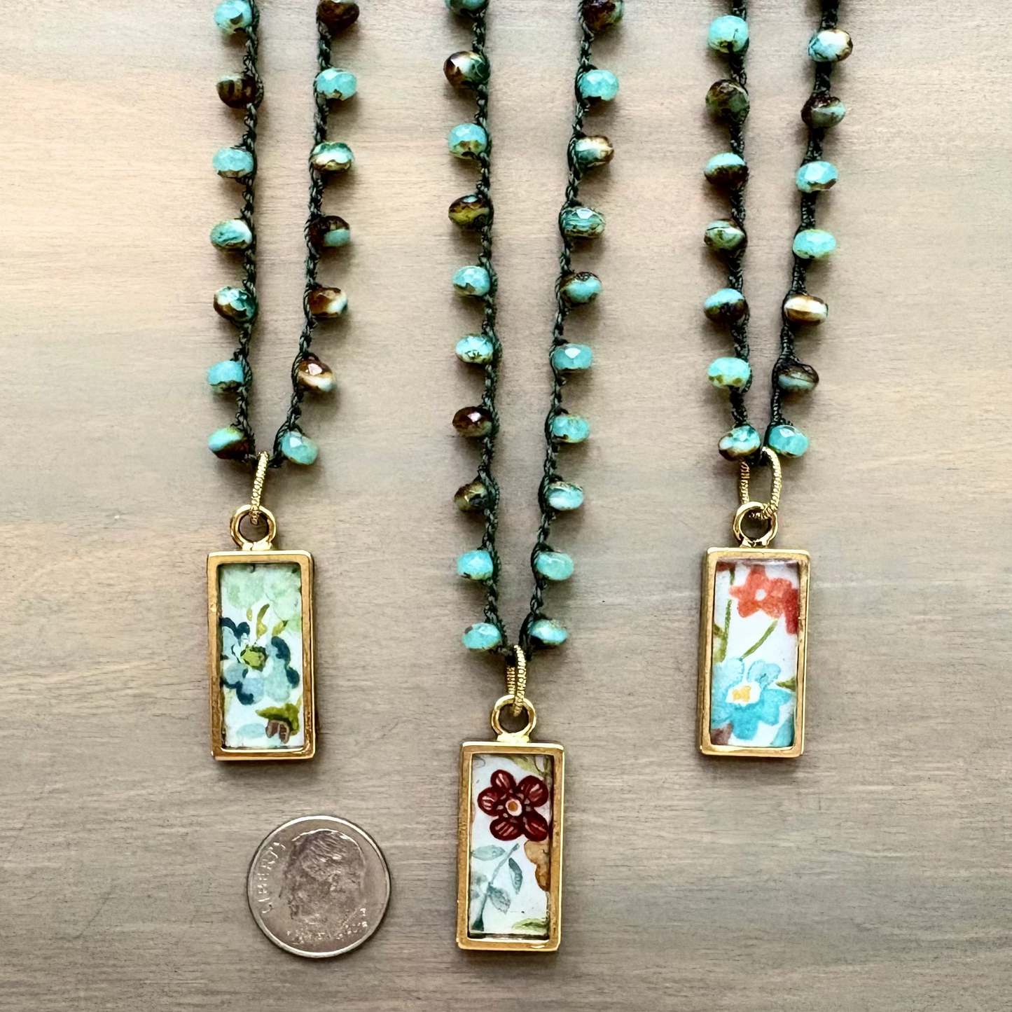 Liberty of London Fabric Pendant on Czech Crystal