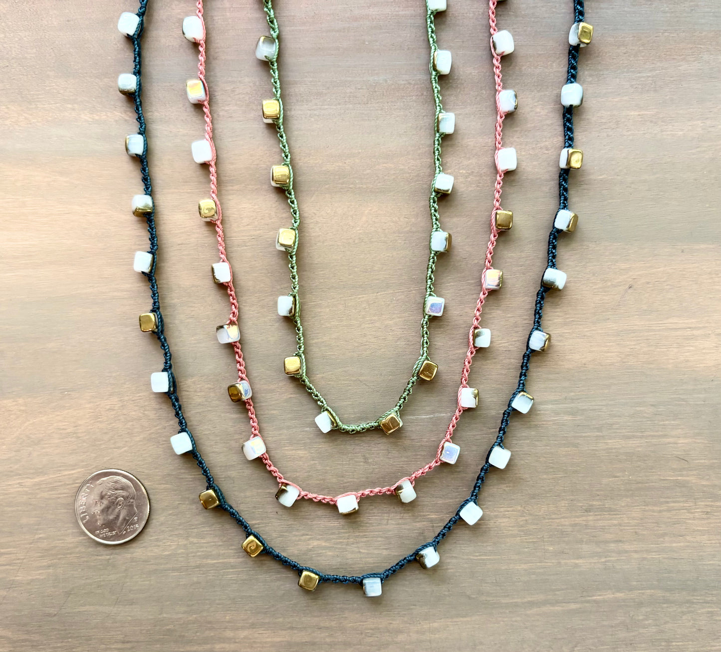 Geometric Layering Necklace in three colors