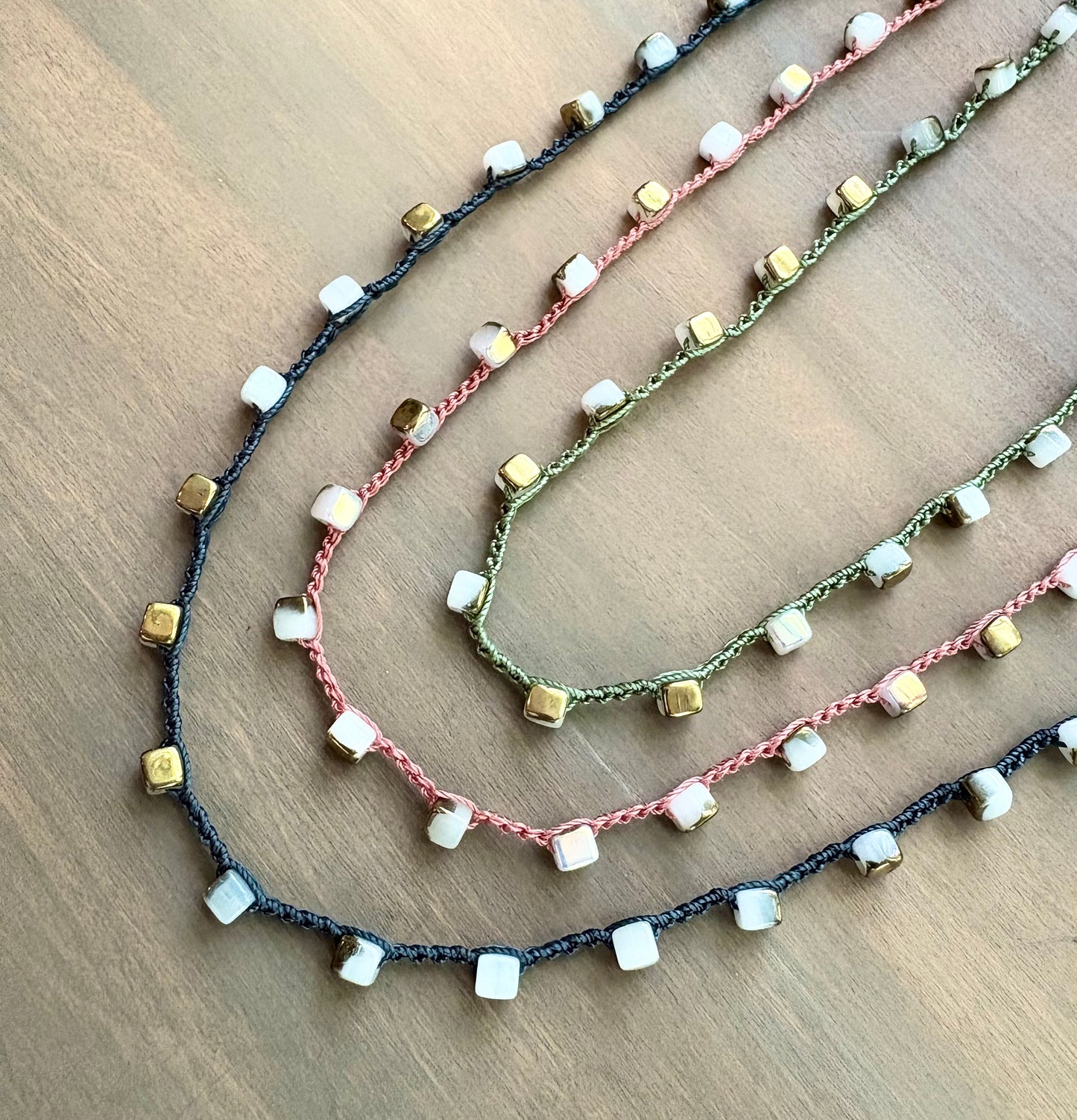 Geometric Layering Necklace in three colors