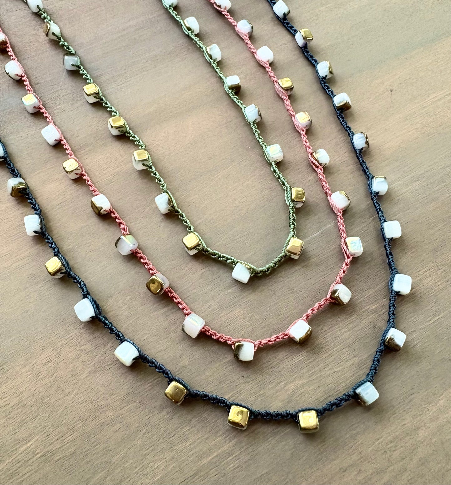 Geometric Layering Necklace in three colors
