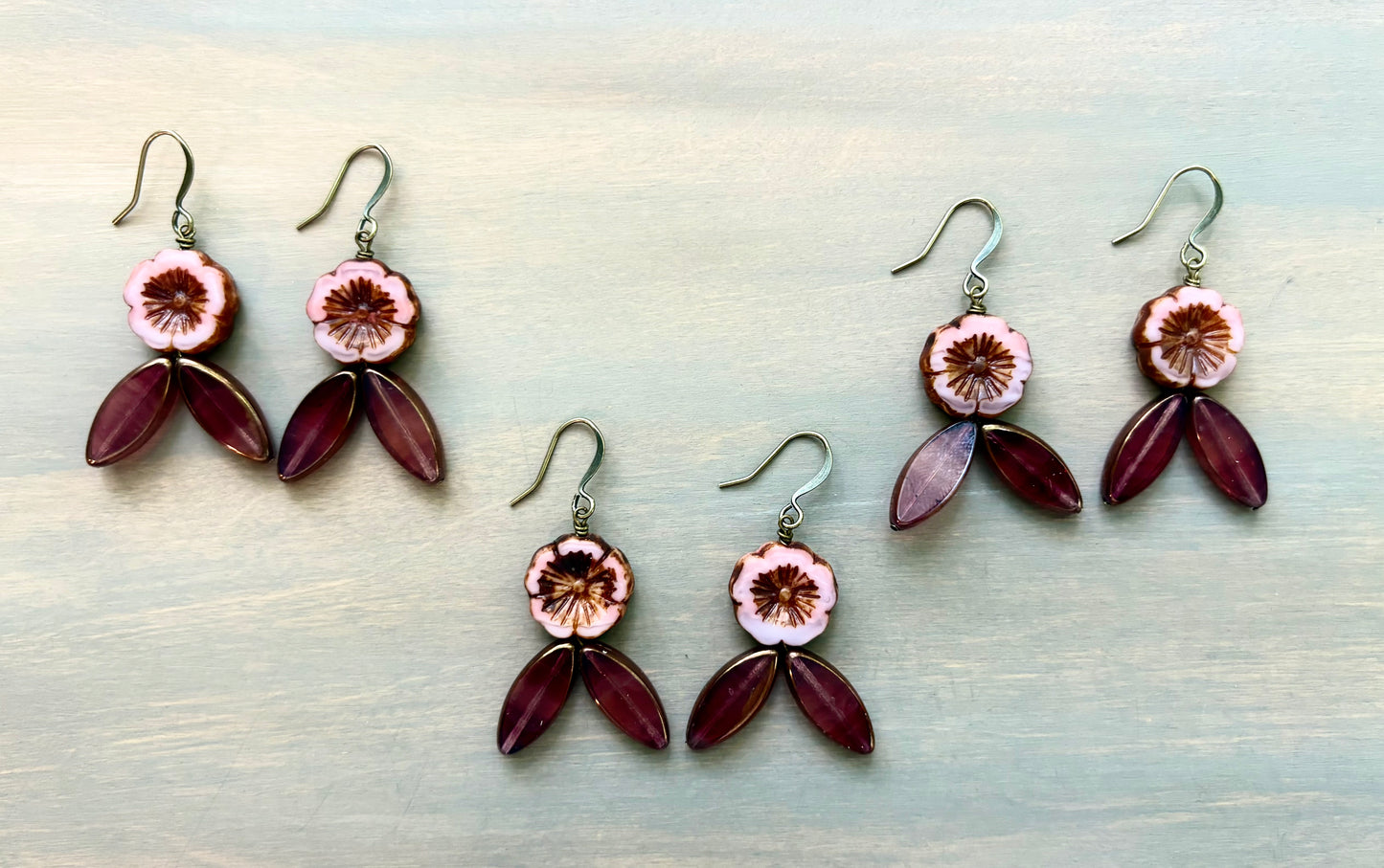 Vintage Flora Crystal Flower Earrings In Antique Autumn Rose