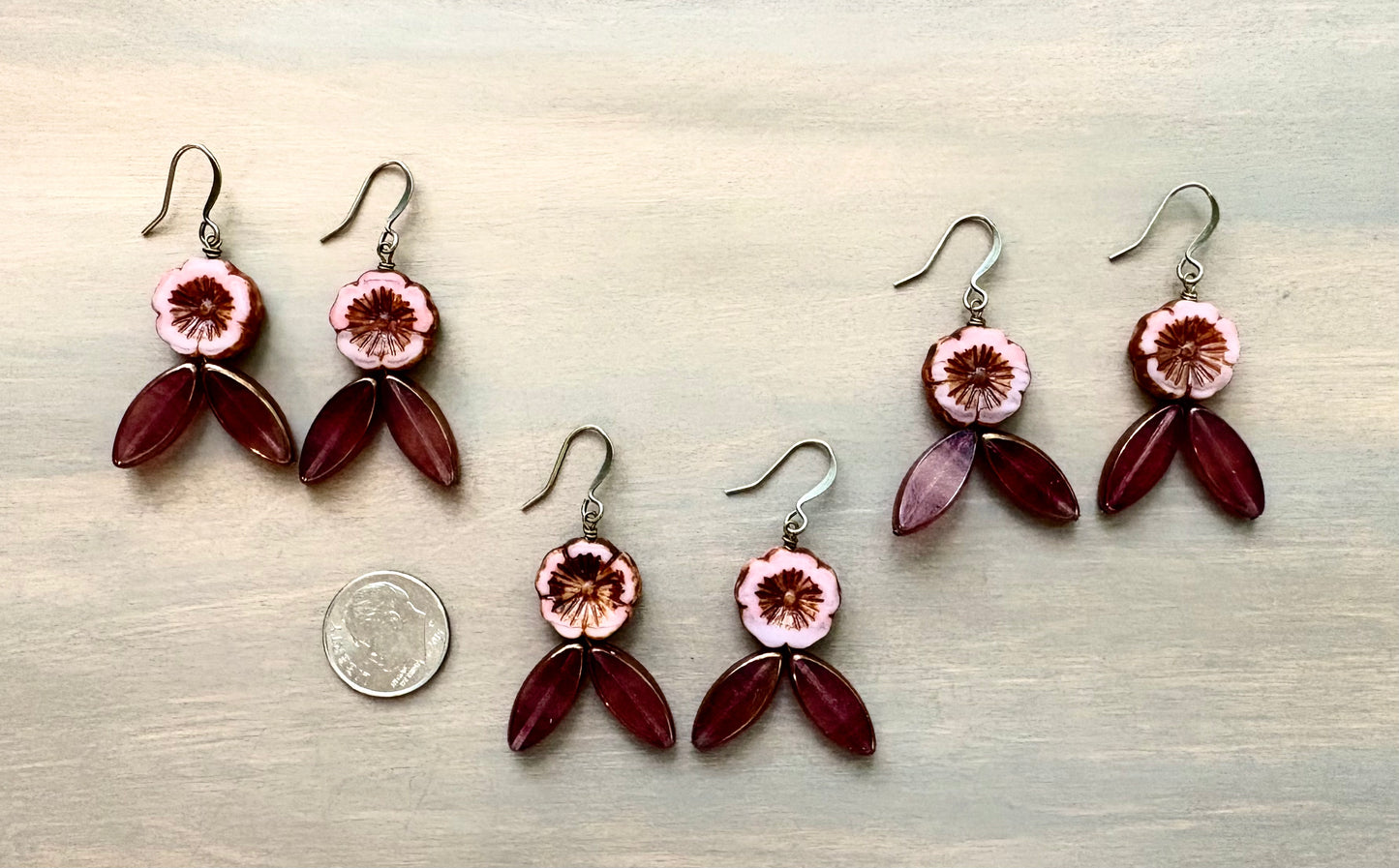Vintage Flora Crystal Flower Earrings In Antique Autumn Rose