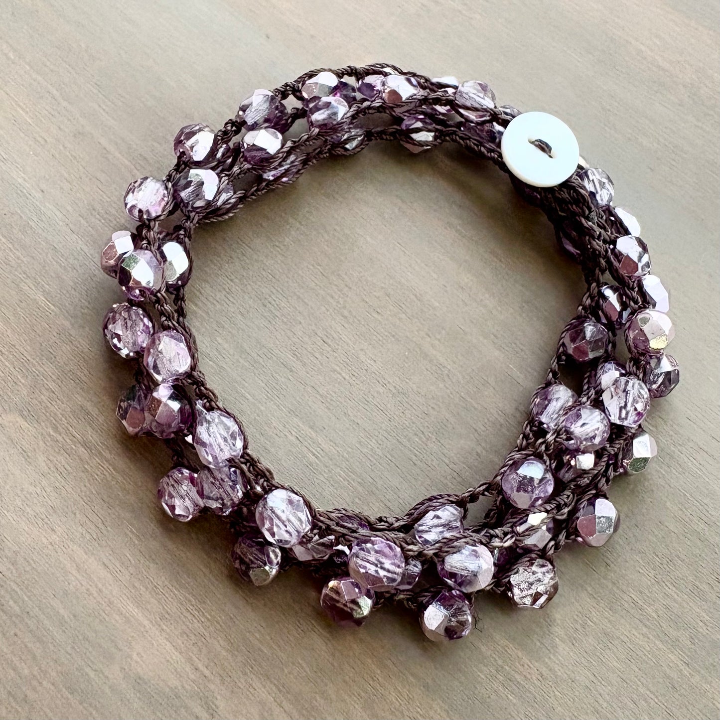 Long Icy Pale Pink Crystal Necklace To Wear Long or Wrapped