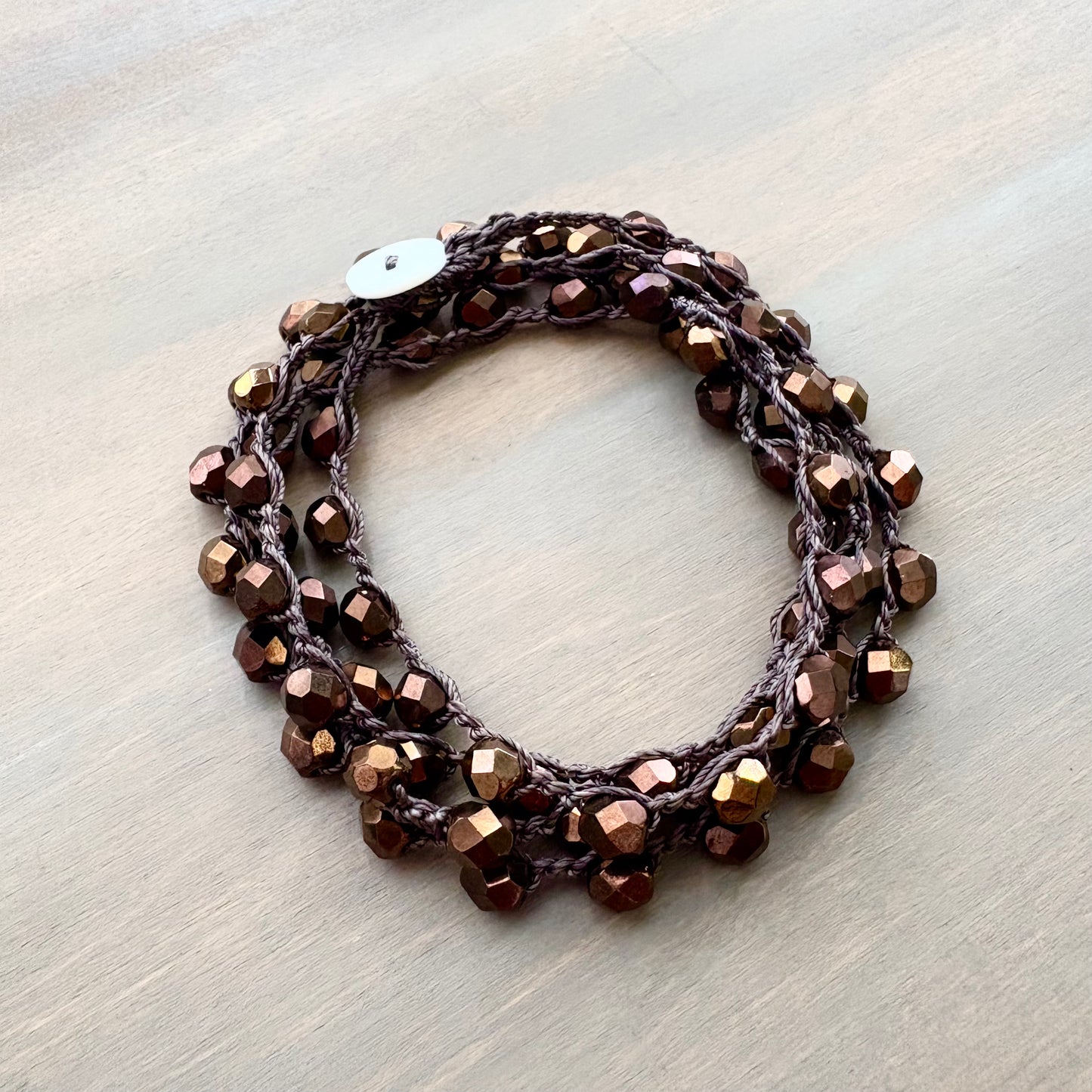 Long Autumn Brown Crystal Necklace To Wear Long or Wrapped