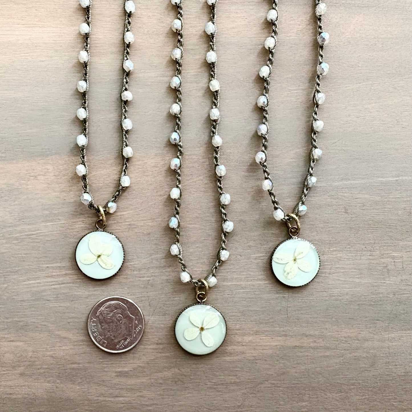 Hydrangea Sky Portal Pendant Necklace With Czech Crystal