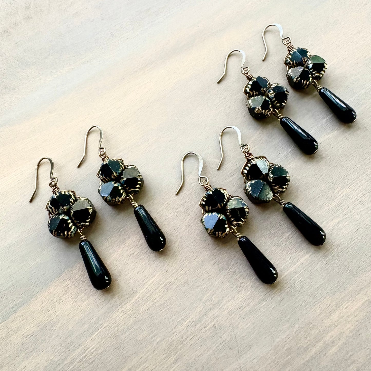 Vintage Style Beach Earrings In Jet Black