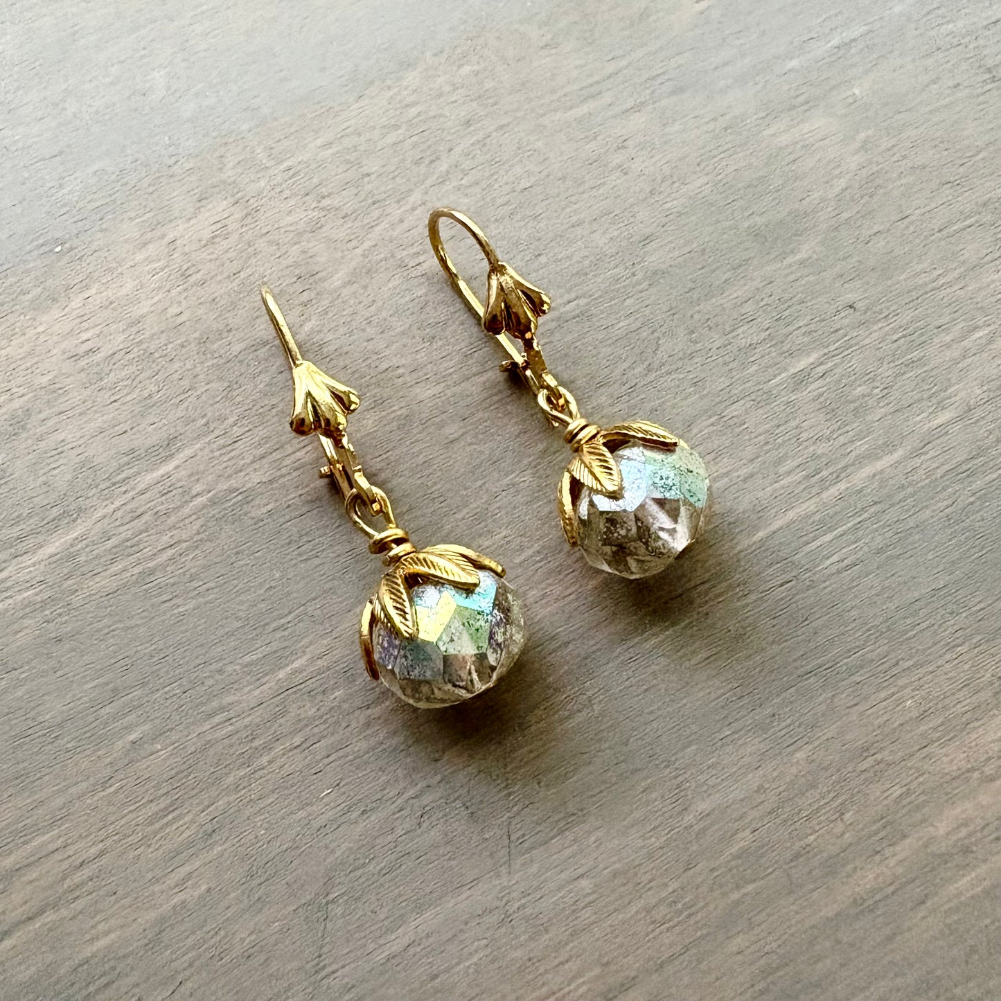 Icy Crystal Drop Shimmer Earrings on Gold
