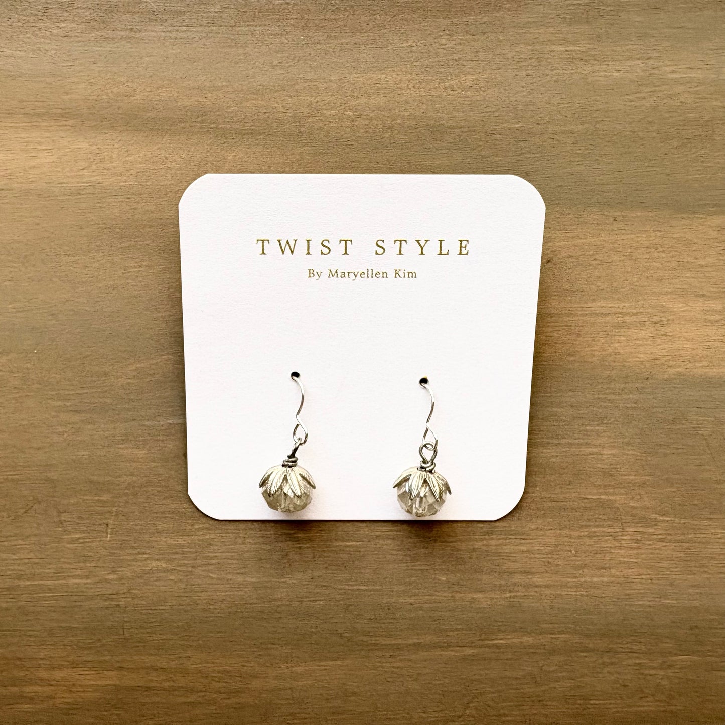 Icy Crystal Drop Silver Shimmer Earrings With Sterling Hooks