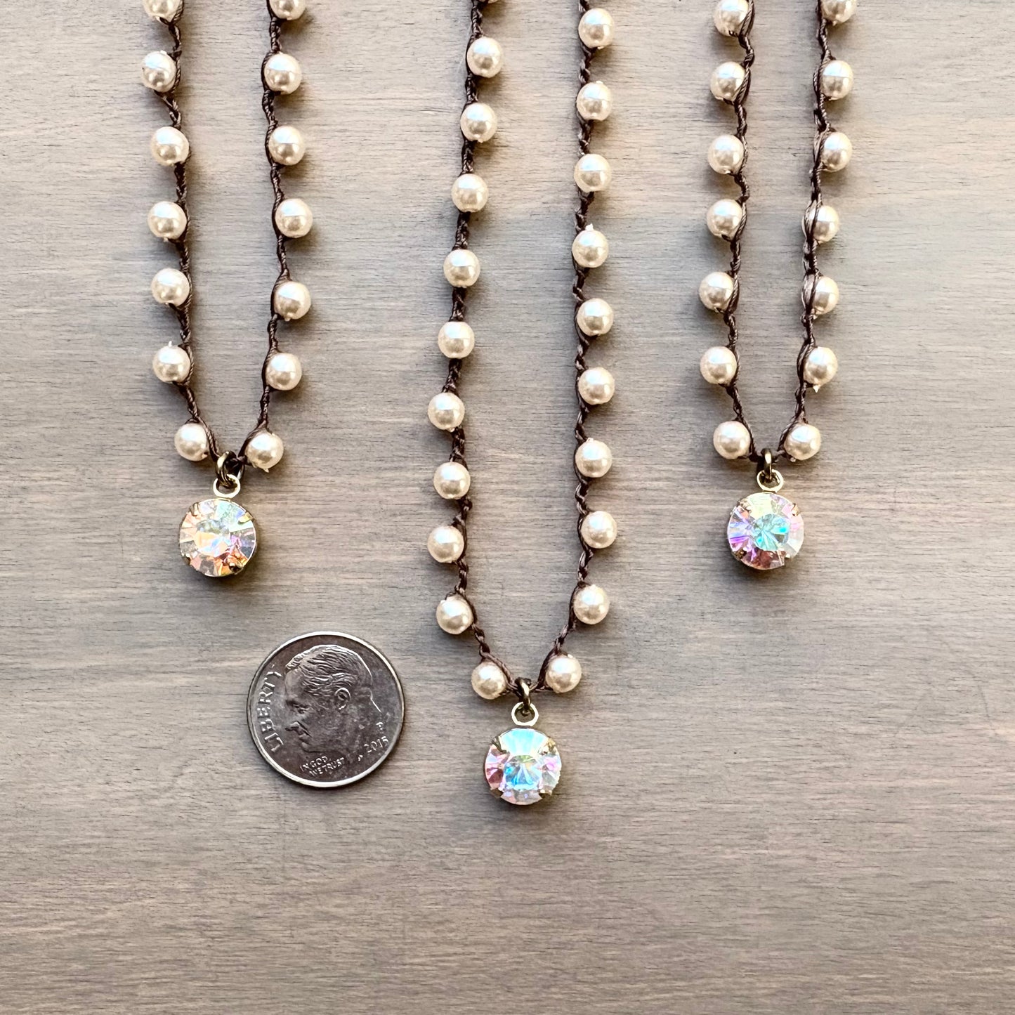 Classic Glass Pearl Crystal Sparkle Necklace